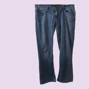 Levi's too superlow 524 jeans denim ripped distressed in medium wash blue 17M